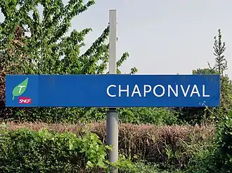 Panneau portant le nom de la halte.