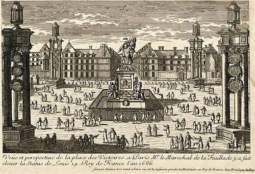 Place des victoires à Paris, château de Versailles