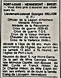Avis de décès du Lieutenant-colonel Georges Hillion (Ouest-France, 1977).