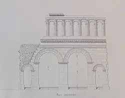 La porte d'Arroux ; relevé de Jean Roidot-Déléage (XIXe&nbsp;siècle).