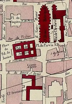 Ce qui subsiste sur le plan Héteau de 1844.