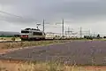 Passage d'un Talgo au PN 413 (PK 453,949) de la ligne en 2013.