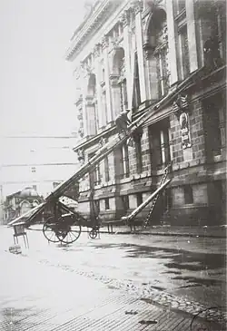 L'évacuation de la Bibliothèque nationale et universitaire de Strasbourg en vue de son transfert en Auvergne (septembre 1939-mars 1940) Image fixe : côté nord du bâtiment (rue Joffre).
