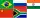 Drapeaux des pays composant les BRICS+ (anciennement BRICS) jusqu'en 2024.