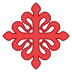 L’emblème de l’ordre de Calatrava : la croix fleur-de-lysée de gueules.