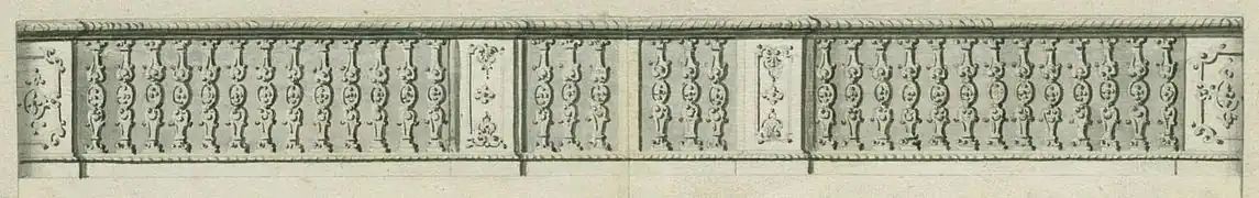 Balustrade en bois doré de la chambre de parade, vers 1708.