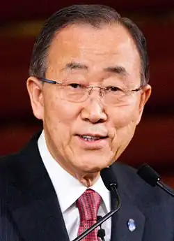 Ban Ki-moon (2016), secrétaire général de l’Organisation des Nations unies.