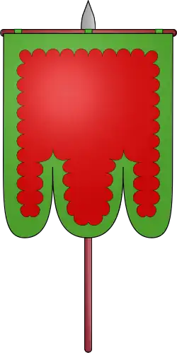 Fig.1 : Gonfanon à trois pans de l'abbaye de Saint-Géraud d'Aurillac XIe&nbsp;siècle.