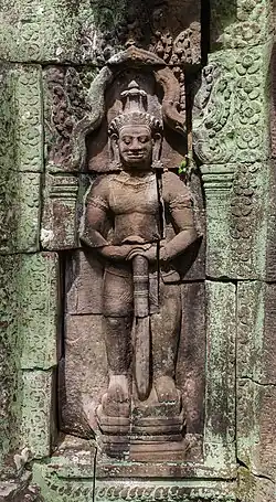Dvarapala à Banteay Kdei à Angkor, Cambodge.