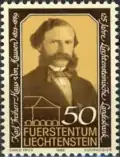 Timbre avec le Baron Karl Haus von Hausen (1823-1889) Principauté de Liechtenstein 1986.