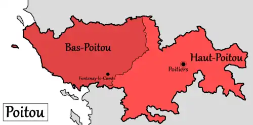 Les limites du Bas-Poitou correspondaient à peu près aux actuels départements de la Vendée et (partiellement) des Deux-Sèvres.