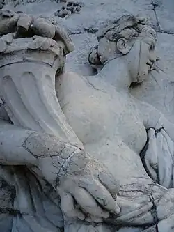 La Garonne tenant un corne d'abondance.