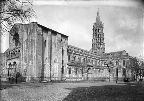 Vue d'ensemble de la basilique, par Pierre Laffon (vers 1900, archives municipales).