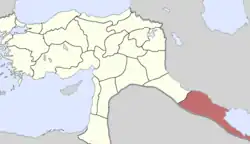 Carte de l'Irak intégrée à l'Empire ottoman