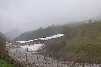 Bastan- crue du 18 juin 2013 - causes - avalanche du 31 mai 2013 - contrebas du Lienz Barèges