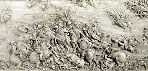 Soubassement : bataille d'Agnadel, détail.