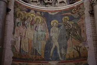 niche no&nbsp;1, derrière l'autel : le baptême du Christ