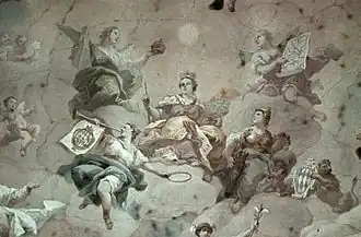 Bavaria sur le plafond de la salle de l'électeur, au cloître de Fürstenzell de Bartolomeo Altomonte en 1773.