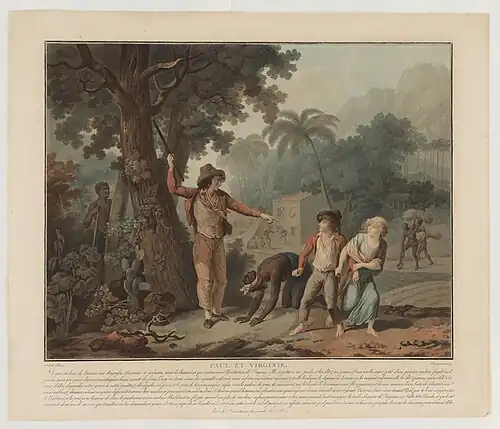 Jean-Frédéric Schall, La grâce de l'esclave dans Paul et Virginie, 1795. Estampe. Le Havre, Bibliothèque municipale. En ligne sur Nutrisco