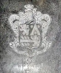 Dalle mortuaire de la comtesse de Robaulx, née de La Cour Bramish.