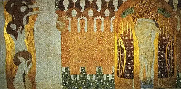 L'Hymne à la joie (1902), 220&nbsp;×&nbsp;240&nbsp;cm, Vienne, Palais de la Sécession.