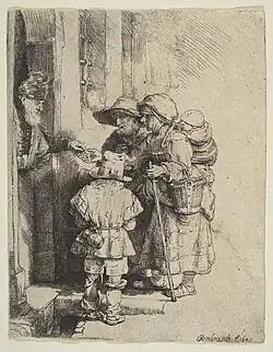 Rembrandt, Le Joueur de vielle aveugle et sa famille, 1648, gravure.