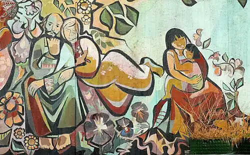 Couple et mère à l'enfant.