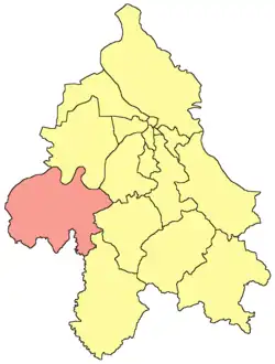 Localisation de la municipalité d'Obrenovac dans la Ville de Belgrade