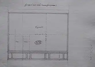 Paroi du côté de Meudon, du cabinet d'angle de Mme Adélaïde à Bellevue, vers 1775. Archives nationales.