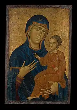 Vierge à l'Enfant. Berlinghiero, vers 1230, alors le principal peintre de Lucques, The Met.