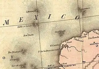 Mention de l'île sur une carte de 1846.