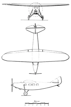 Description de l'image Bernard 190 3-view L'Aéronautique June,1928.png.