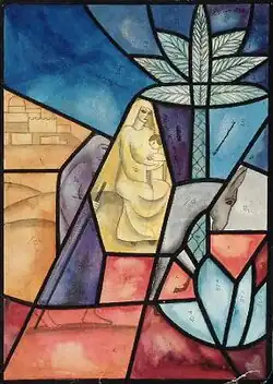 La Fuite en Égypte, vitrail (c. 1920).