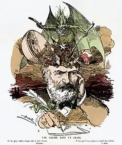 Une salade dans un crâne, caricature de Victor Hugo publiée dans Le Grelot du 21 juin 1871.