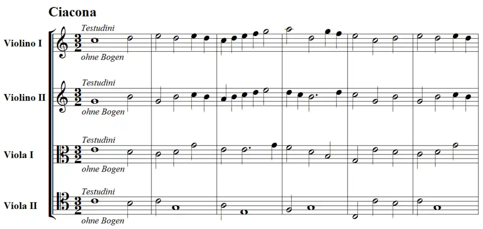 Partition de Heinrich Biber pour chant et cordes