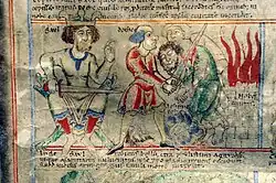 Bible d'Etienne Harding, incendie de la ville de Nob, Bibliothèque municipale de Dijon