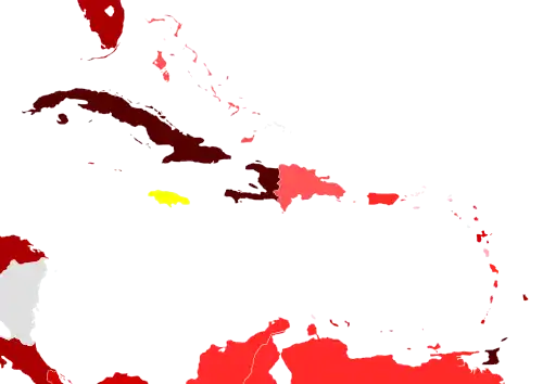 Carte colorée des Caraïbes
