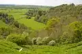 Vue du haut de l'escarpement sur la boucle de l'Irthing.