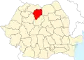 Map of Romania highlighting Bistrița-Năsăud County