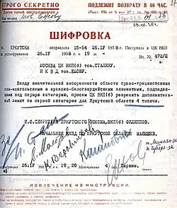 Scan couleur du télégramme avec les signatures