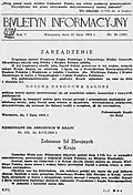 Biuletyn Informacyjny&nbsp;(en) du 15 juillet 1943 informant de la mort du général Władysław Sikorski et de l'ordre pour une journée de deuil national.