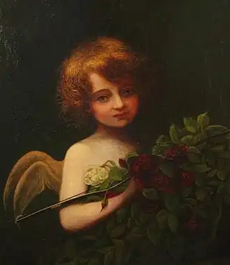 Cupidon avec des roses