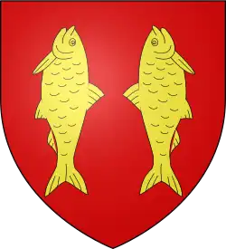 Blason de gueules à deux bars adossés d'or.