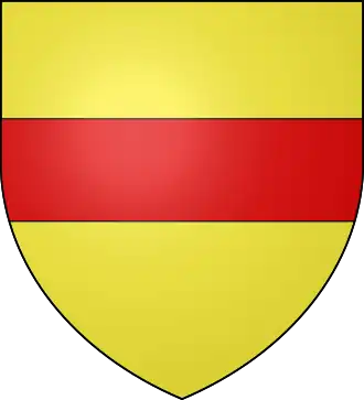 Blason de la famille Penhoët (« d'or,à la fasce de gueules »).