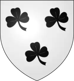 Armoiries : d'argent chargé de trois trèfles de sable posés 2 et 1.