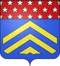 (1) : D'azur, à trois chevrons alésés d'or ; au chef des ducs de l'Empire brochant.,