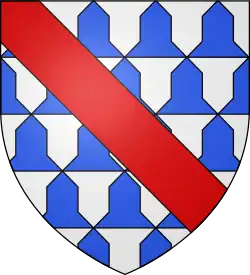 Le blason, vair bandé de gueules, des premiers barons.