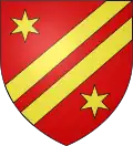 Armes de la famille Bonaparte avant Napoléon Ier : de gueules à deux barres d'or accompagnées de deux étoiles à six rais du même, une en chef, l'autre en pointe.