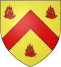 Blason : Maison de La Borde, Béarn - Sgr. de la Lamre de Castetarbe - D'or au chevron de gueules accompagné de trois flammes du même.