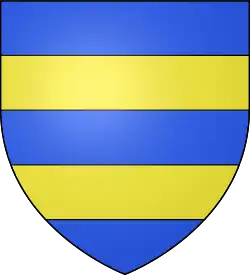  Blason de la famille de Géraud de Maulmont, « d'azur, à deux fasces d'or »